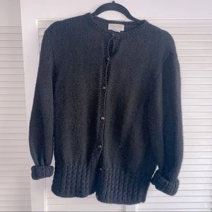 SOLD 100% Wool Black Cardigan Vintage Roberta Frost